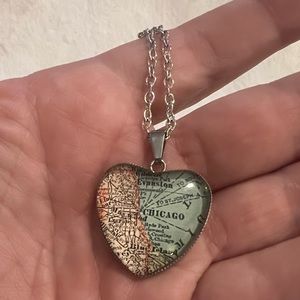 Chicago map heart necklace